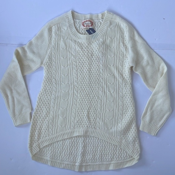 Wet Seal Ambiance Off-White Cable Knit High Low Sweater Small - Picture 7 of 7